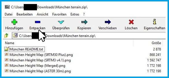 Zip-Archiv der Heightmaps