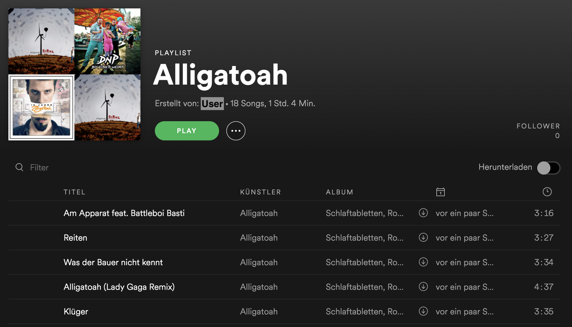 Screenshot Spotify Playlist