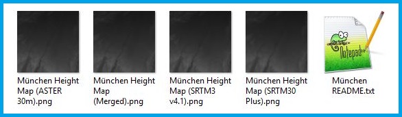 Bild der vier entpackten Heightmaps