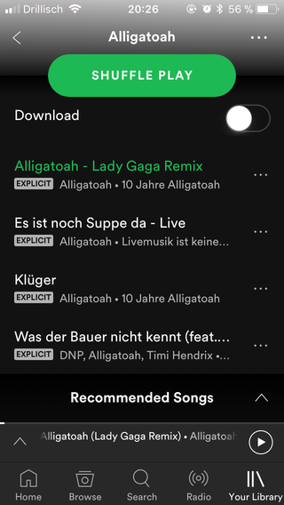Screenshot der Spotify App