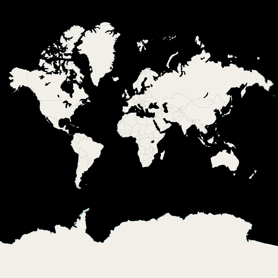 Weltkarte in schwarz-weiss