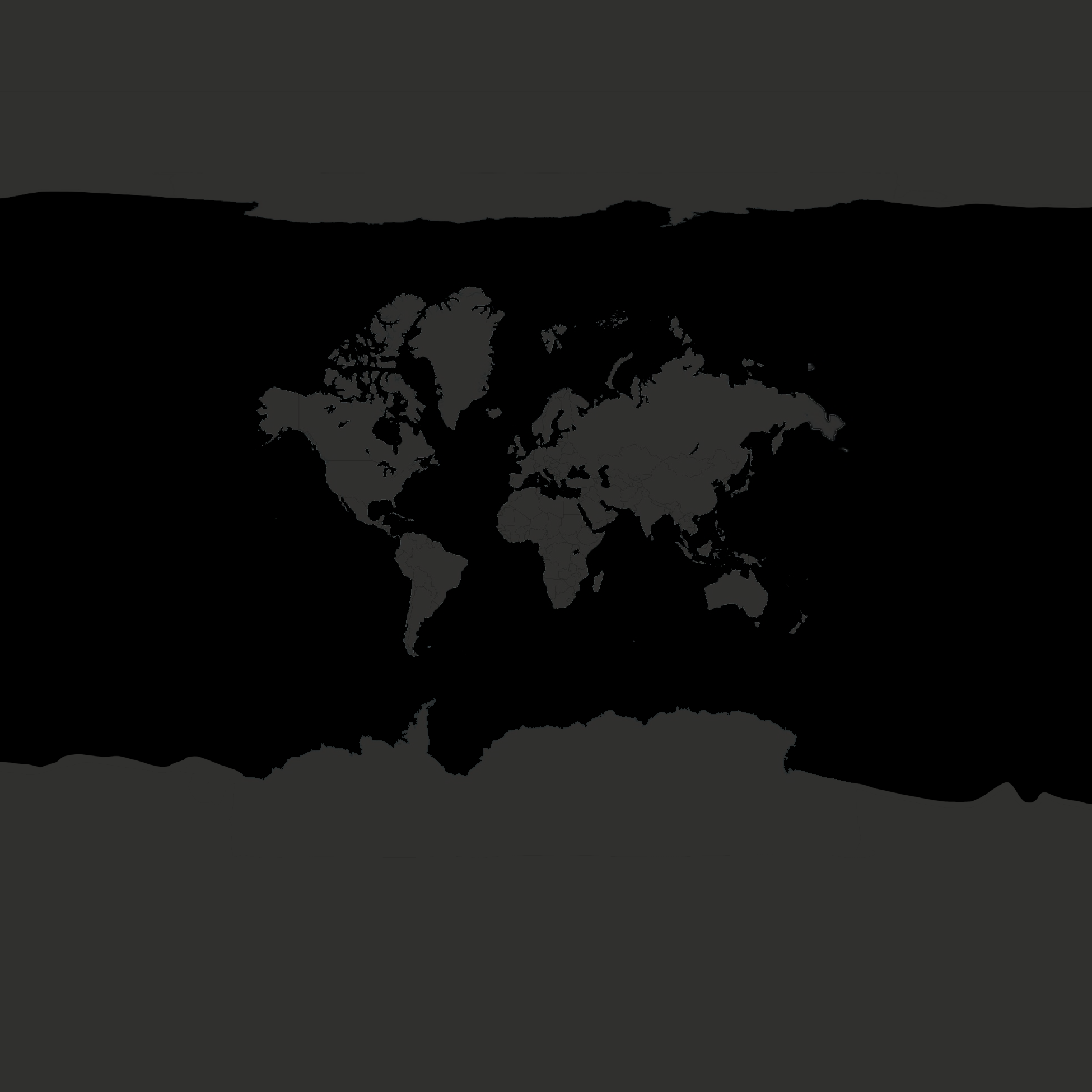 Angepasste Weltkarte von OpenStreetMap in schwarz und grau