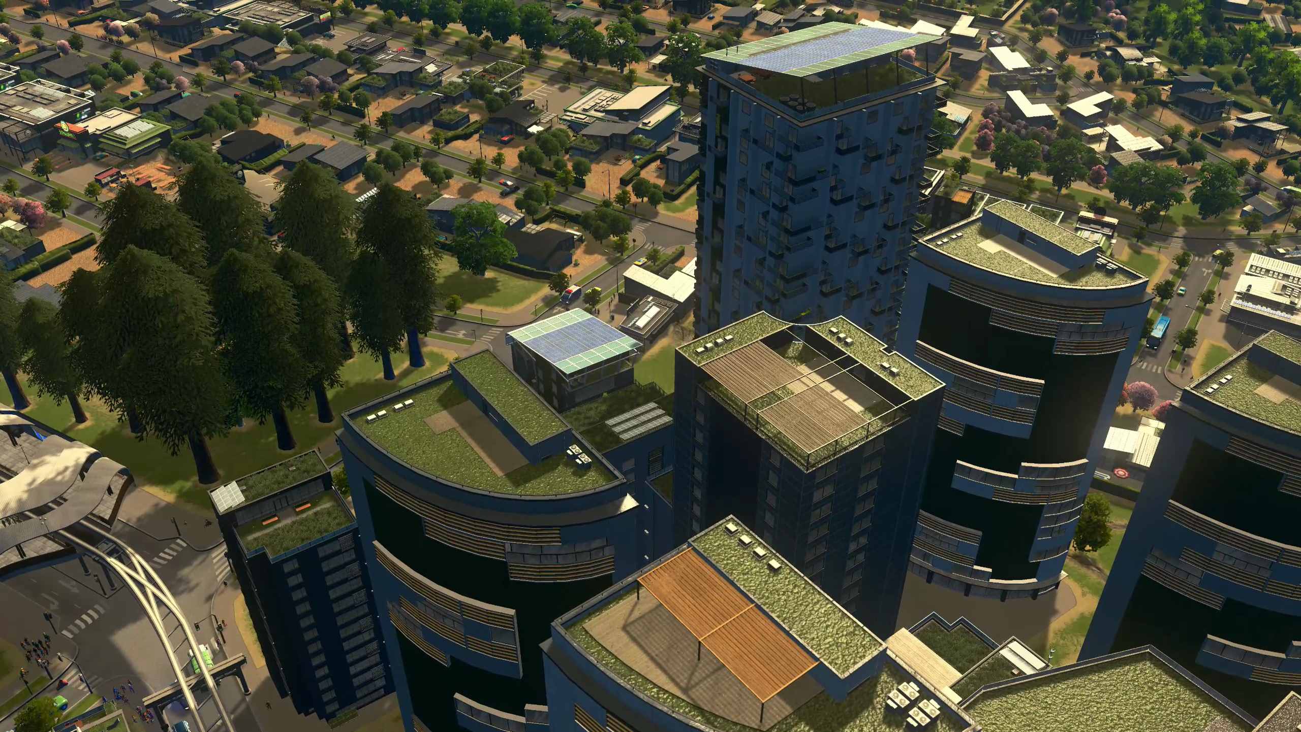 Grüne Hausdächer des Green Cities DLC.