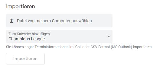 .csv-Datei in Google Kalender importieren.