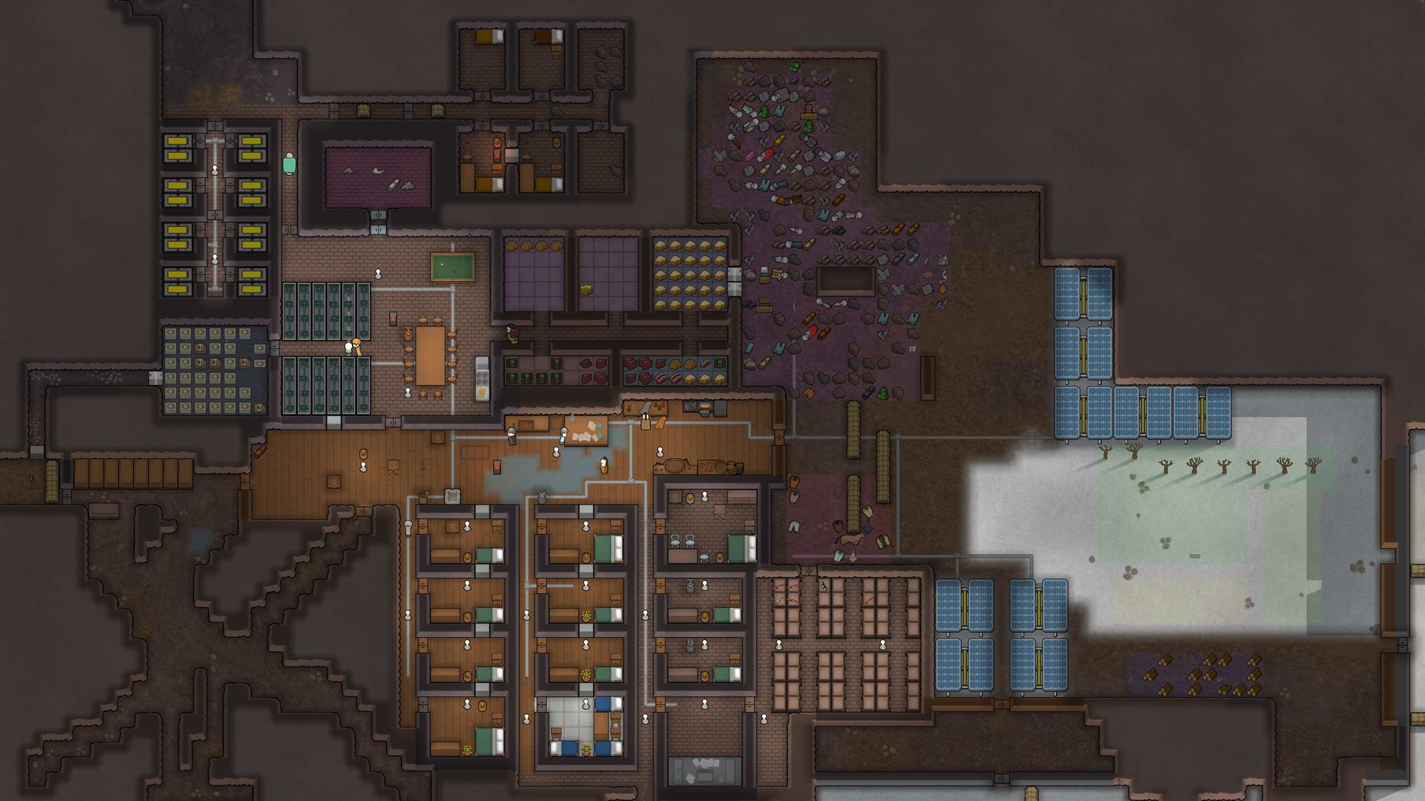 Late Game Mountain Base in RimWorld.