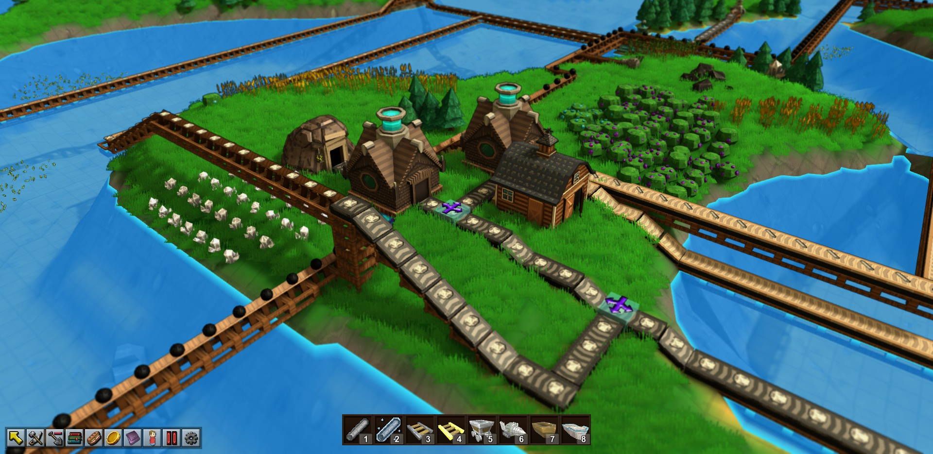 Screenshot einer Produktionslinie in Factory Town.