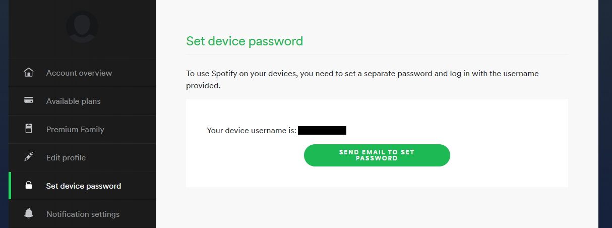 Festlegung eines Passworts in den Spotify Einstellungen.