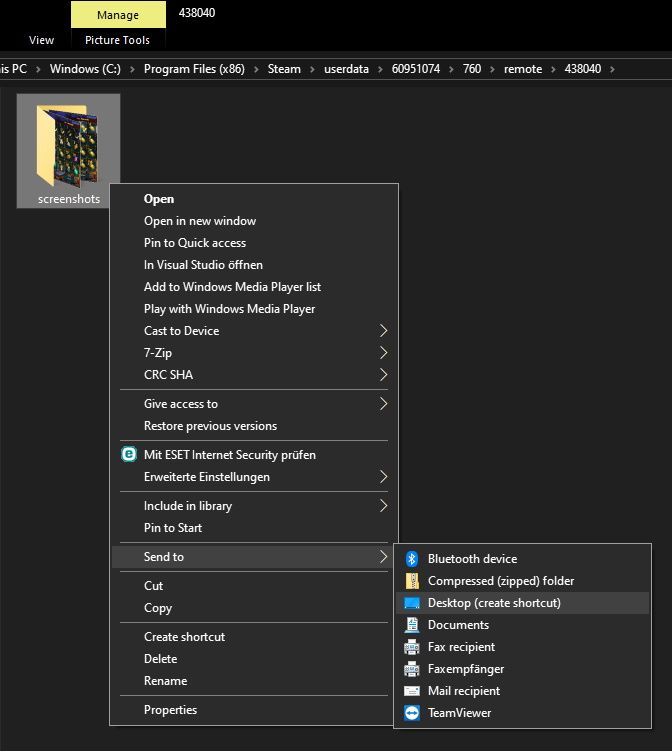 Desktop Verknüpfung eines Ordners in Windows erstellen