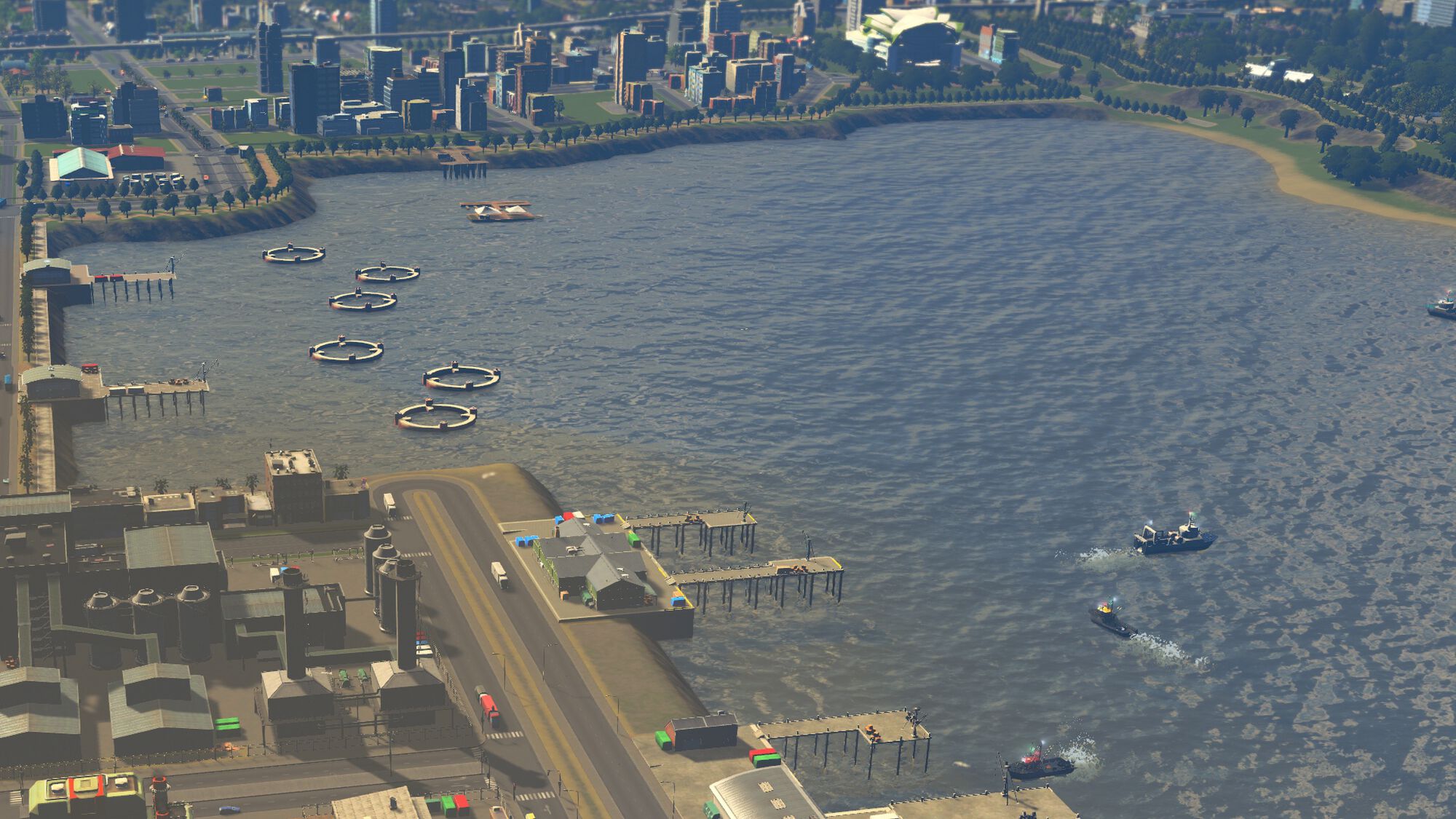 Fischereihafen vom Sunset Harbor DLC in Cities: Skylines.