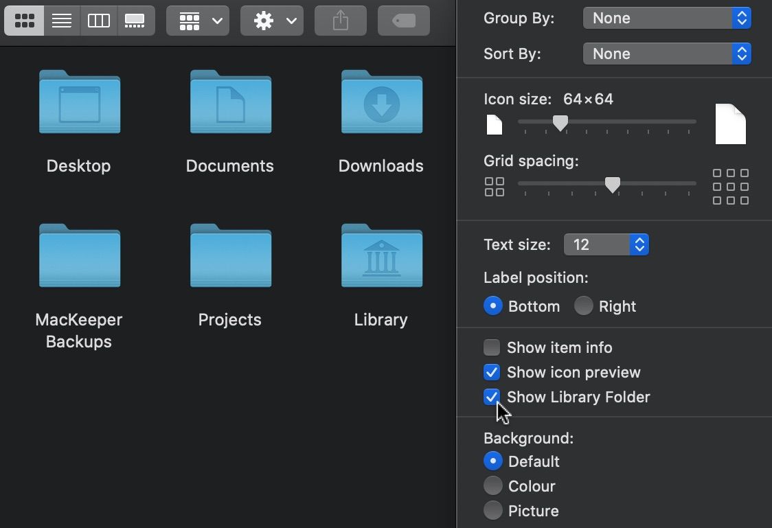 Anzeigen des Library Ordners im Finder von MacOS