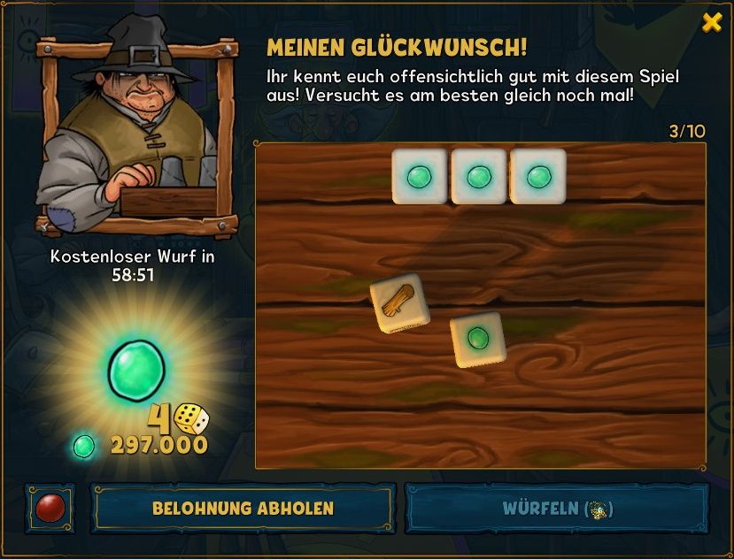 4 gleiche Würfel mit Seelen beim Würfelspiel in Shakes and Fidget