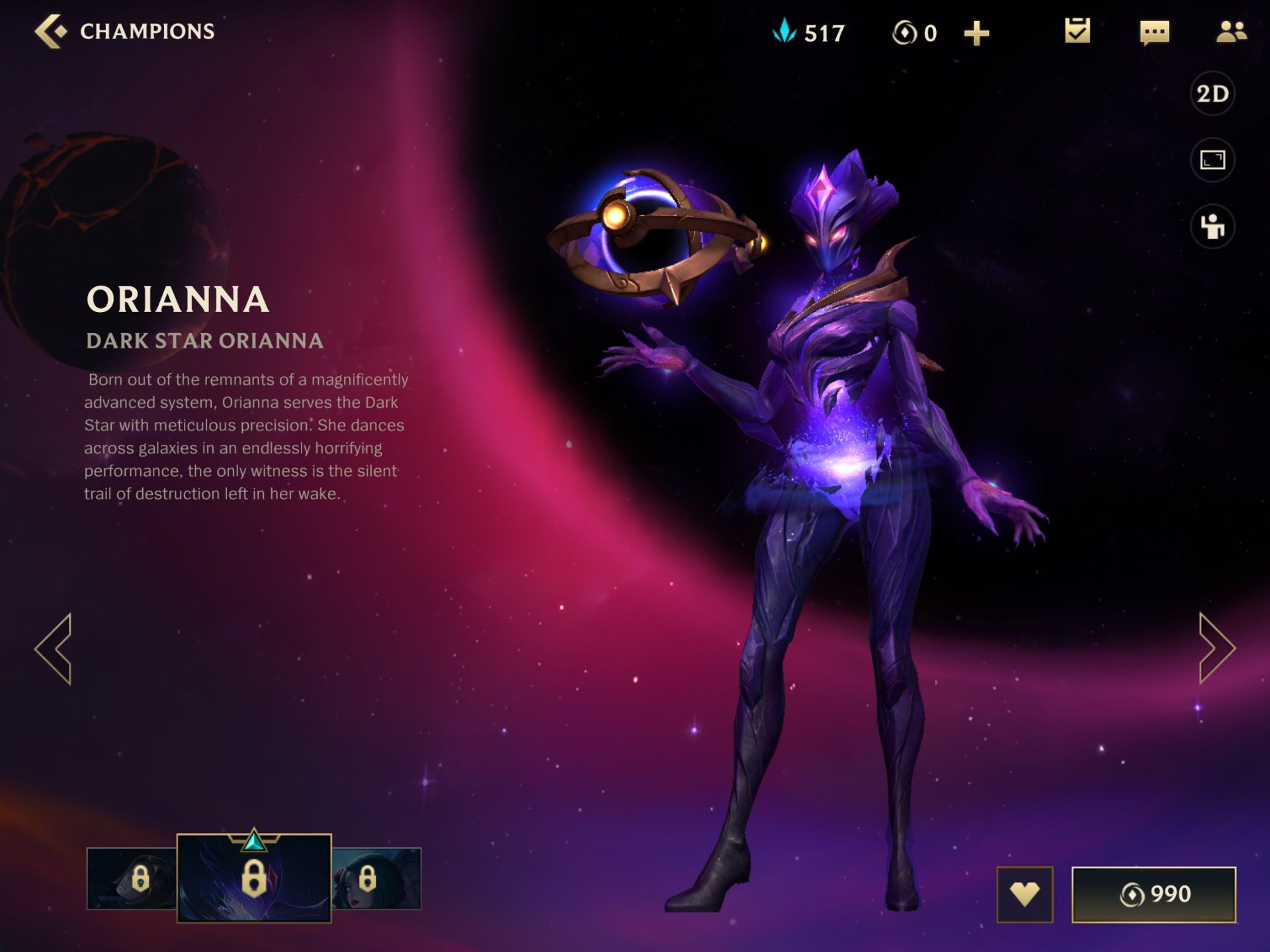 Dark Star Orianna in League of Legends Wild Rift