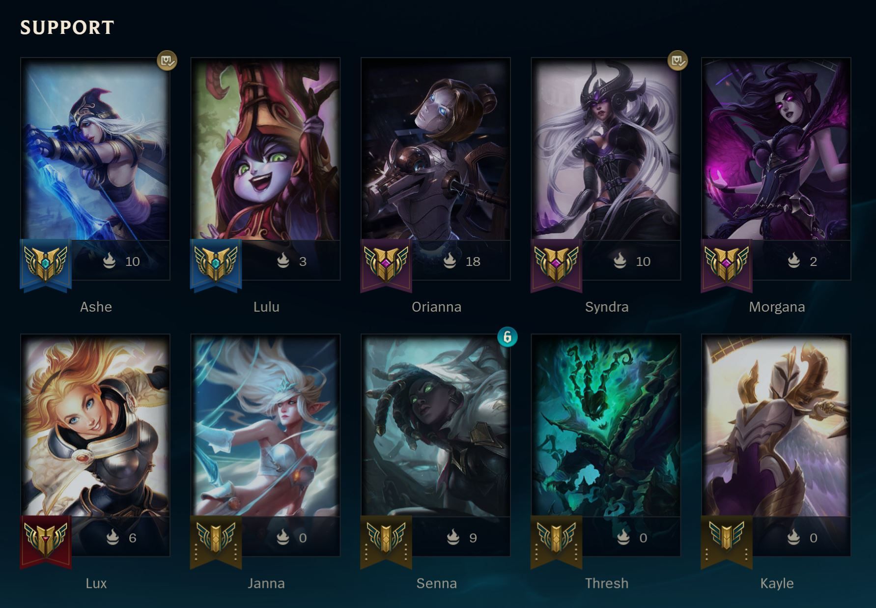 Support Champions in League of Legends