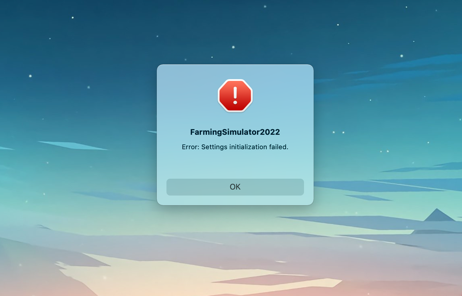 LS22: Fehler nach Update - Settings initialization failed.