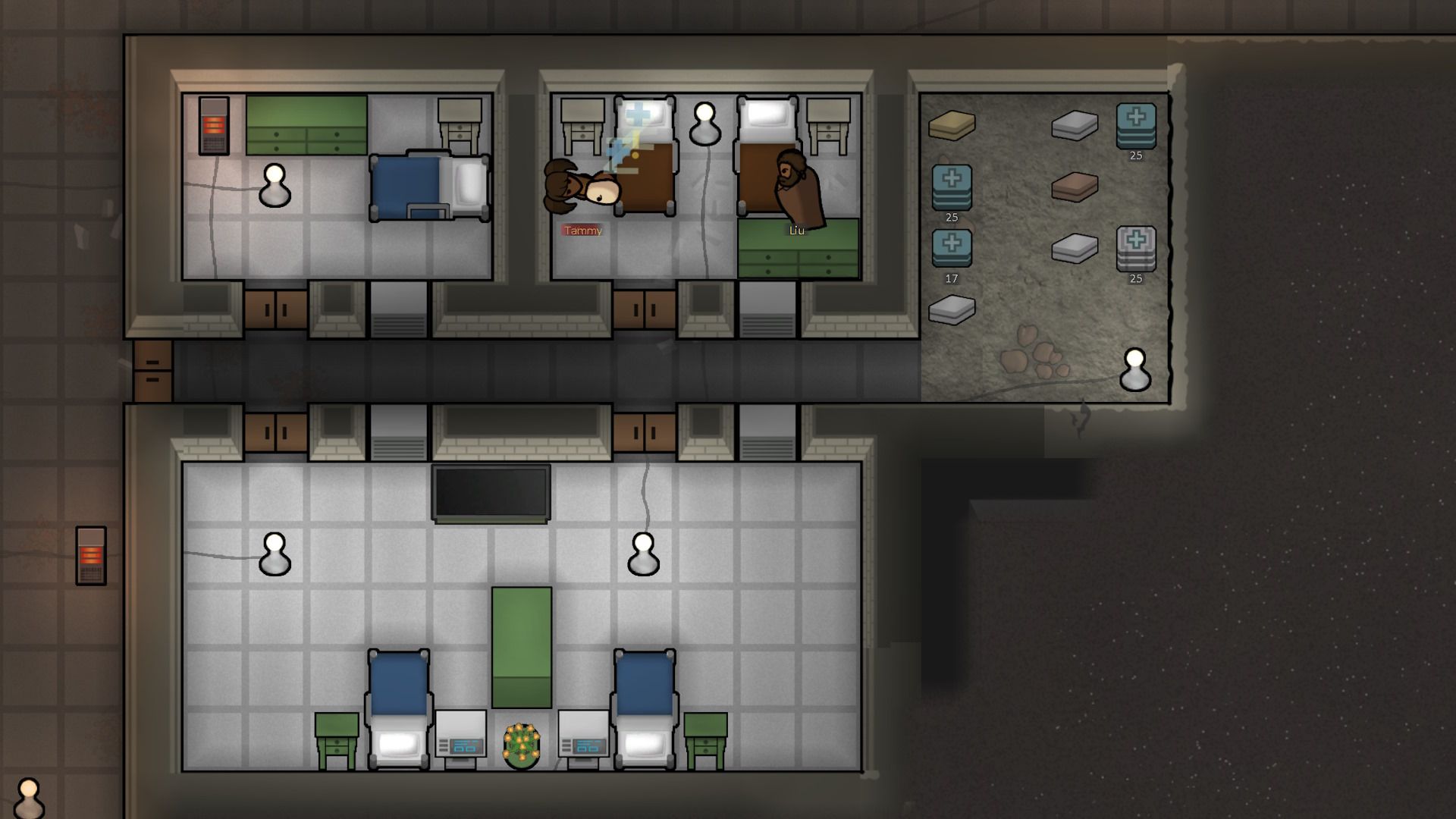 effektiver Aufbau von Krankenzimmern in RimWorld