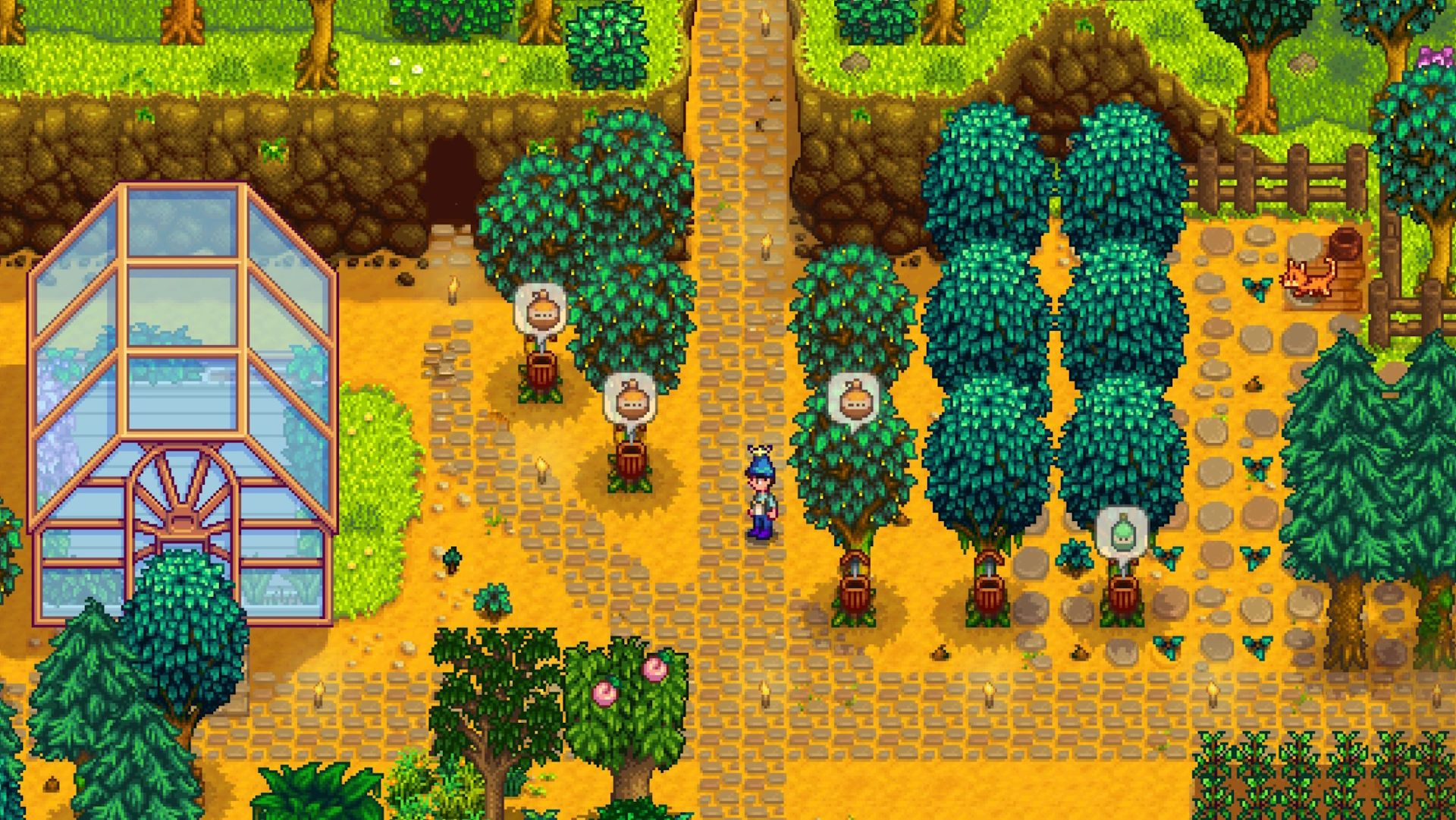 Maple trees and oak trees with tap in Stardew Valley